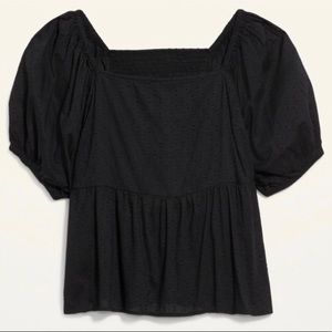 Black Puff Sleeve Babydoll Shirt